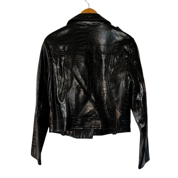 TOPSHOP Black Faux Leather Jacket Size 6 - Picture 8 of 8